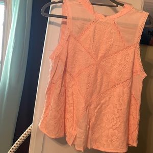 Sleeveless Pink lace and sheer top